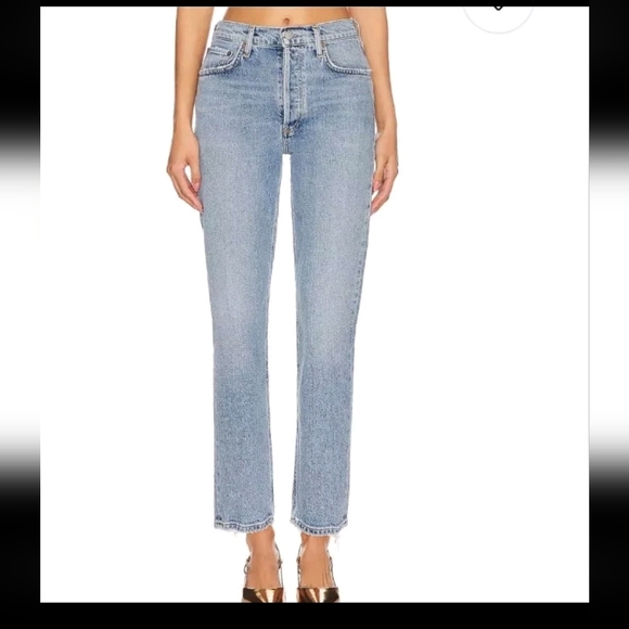 Agolde Womens Medium Wash Riley High Rise Straight Crop in Hassle Jean 30 - Picture 1 of 14